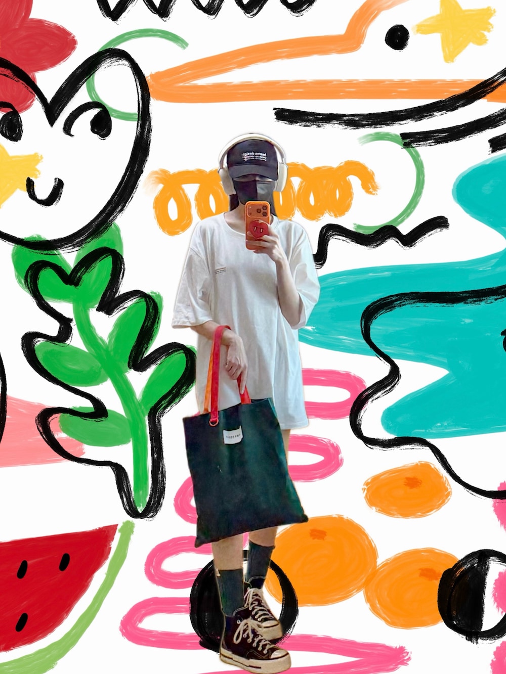 ホワイト系のTシャツ/カットソー、その他のスーツパンツ、グリーン系のショルダーバッグを着用したレディースの秋コーディネートの4枚目の写真