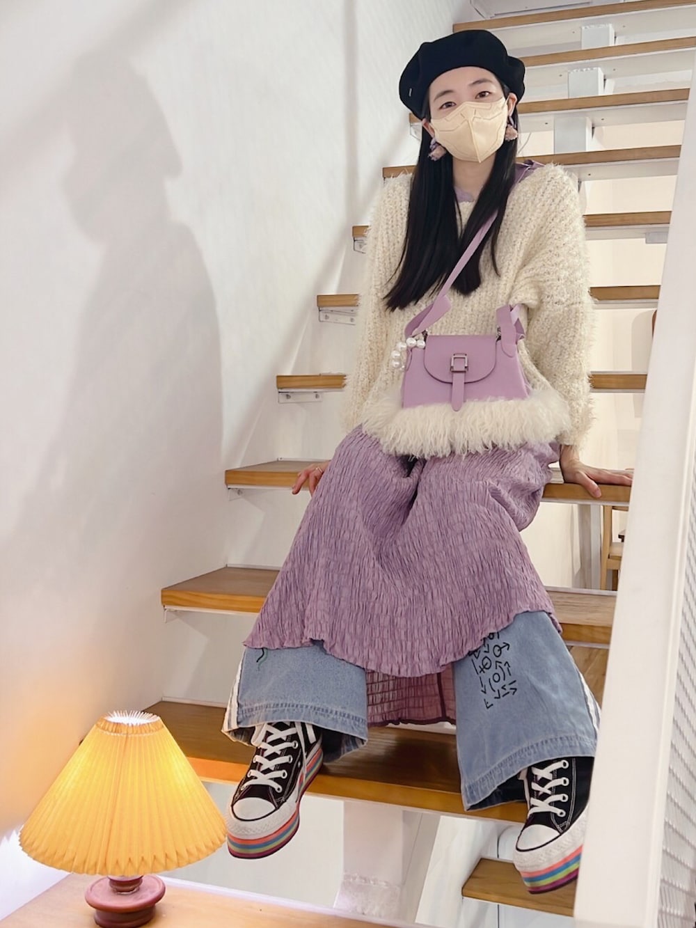 「KANGOLのアイテム（ハンチング/ベレー帽、その他）」を使った、121さん（レディース・162cm）の冬コーディネートの5枚目の写真