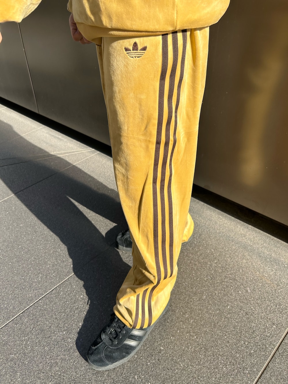 「スニーカー、セットアップ、adidas、ジャージ、アディダス、ベロア、トラックパンツ、adidas originals、トラックジャケット、ガゼル」｜「adidasのベロア トラックジャケット / ジャージ/ アディダスオリジナルス adidas Originals（ジャージ、ベージュ系）」を使った、SJさん（メンズ・162cm）の秋コーディネートの2枚目の写真