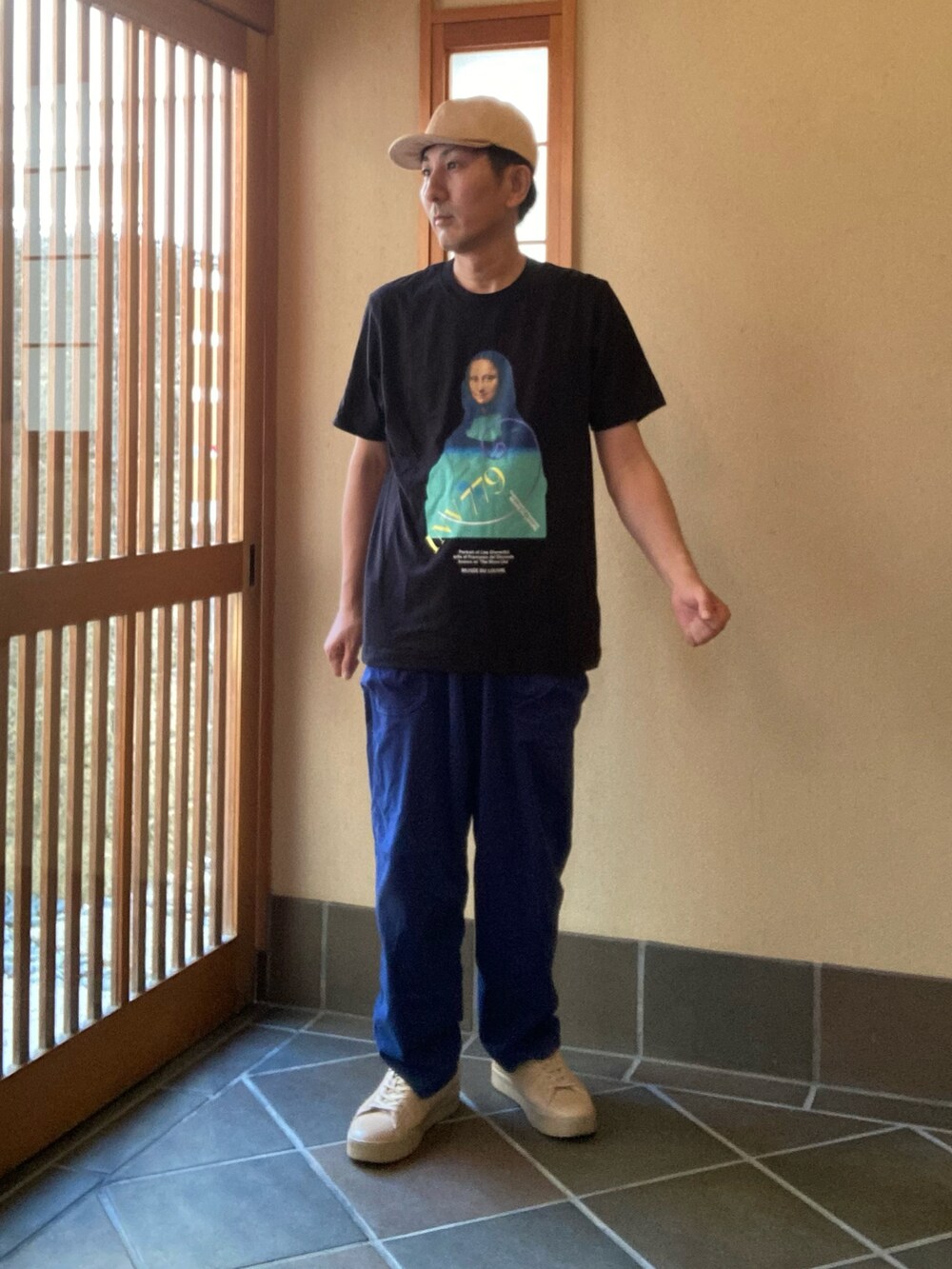 「あたまにキャップフェス、ガーデニングパンツ、ショートバイザー」｜「coenの起毛ガーデンイージーパンツ（その他パンツ、ブルー系）」を使った、オッパみさん（メンズ・165cm）の夏コーディネートの4枚目の写真