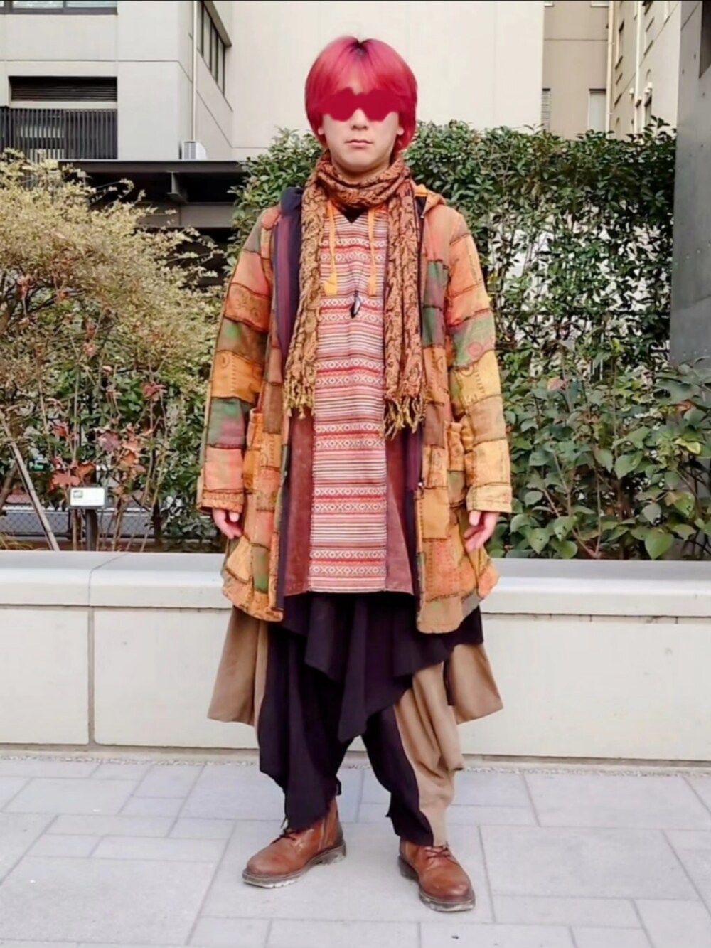 「エスニック、エスニックコーデ、エスニックファッション、チャイハネ」｜「VOYAGEのアイテム（その他トップス、レッド系）」を使った、hopper03さん（メンズ・174cm）の冬コーディネートの2枚目の写真