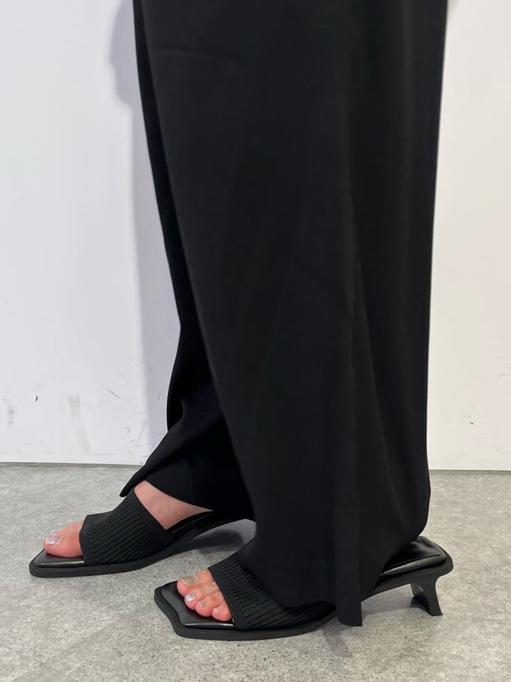ブラック系のその他パンツ、ブラック系のサンダル、シルバー系の財布を着用したレディースの夏コーディネートの8枚目の写真