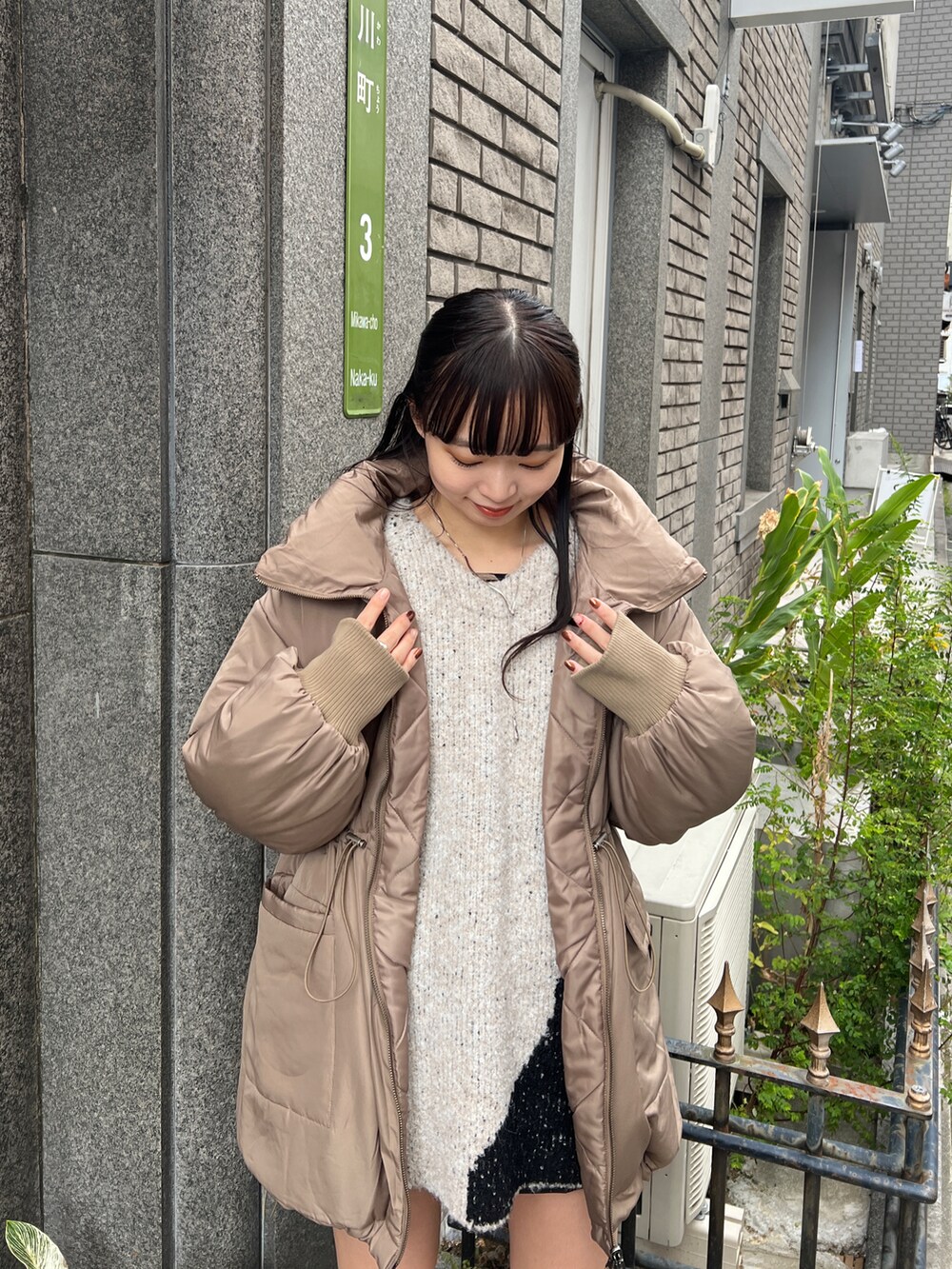 kastane キャンディスリーブリバーシブルコート アイボリーSサイズ