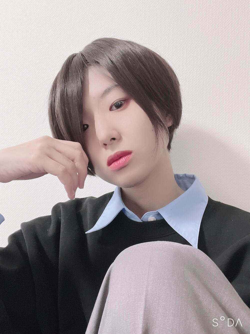 「今日のコスメと服、韓国ファッション、韓国コーデ、GU、プチプラ、ハンサム女子、ハンサムコーデ、NIKE、韓国ストリート、長身女子、おしゃれさんと繋がりたい、パンツコーデ、スエット、なぐもデス、シャツコーデ」｜「トムとジェリーのアイテム（キャップ、ブラック系）」を使った、nagumodogさん（骨格ナチュラル・レディース・165cm）の春コーディネートの2枚目の写真