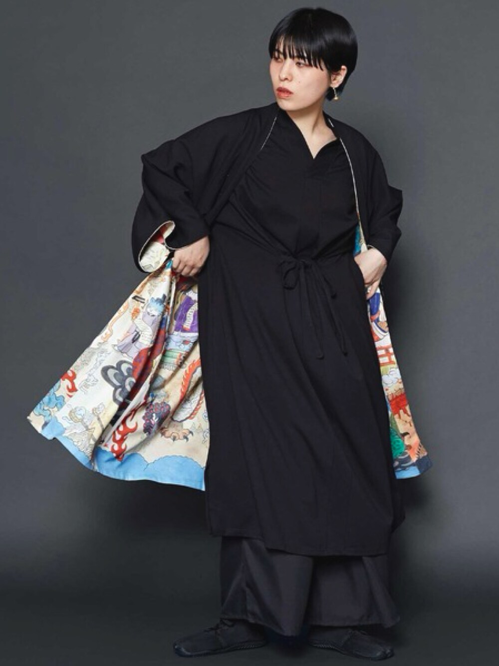 倭物やカヤ ワンピース ロングカーディガン セット ネイビー 美品 倭物やカヤ ワンピース ロングカーディガン セット ネイビー 美