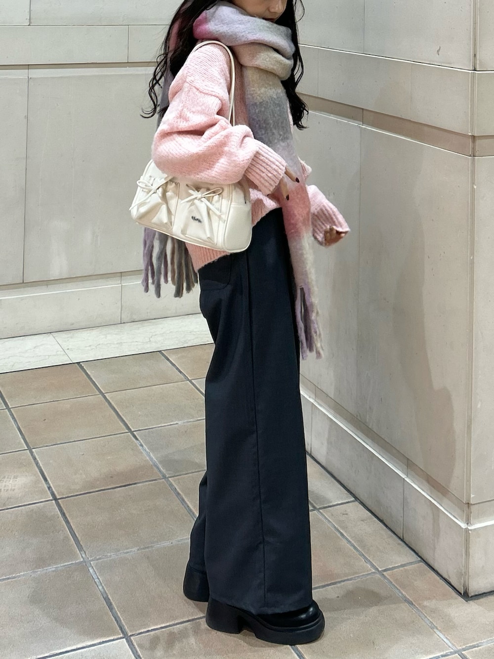 あみ様C4692ミント極上ニット×パンツ×ストールコーデ あみ様C4692ミント極上ニット×パンツ×ストールコーデ