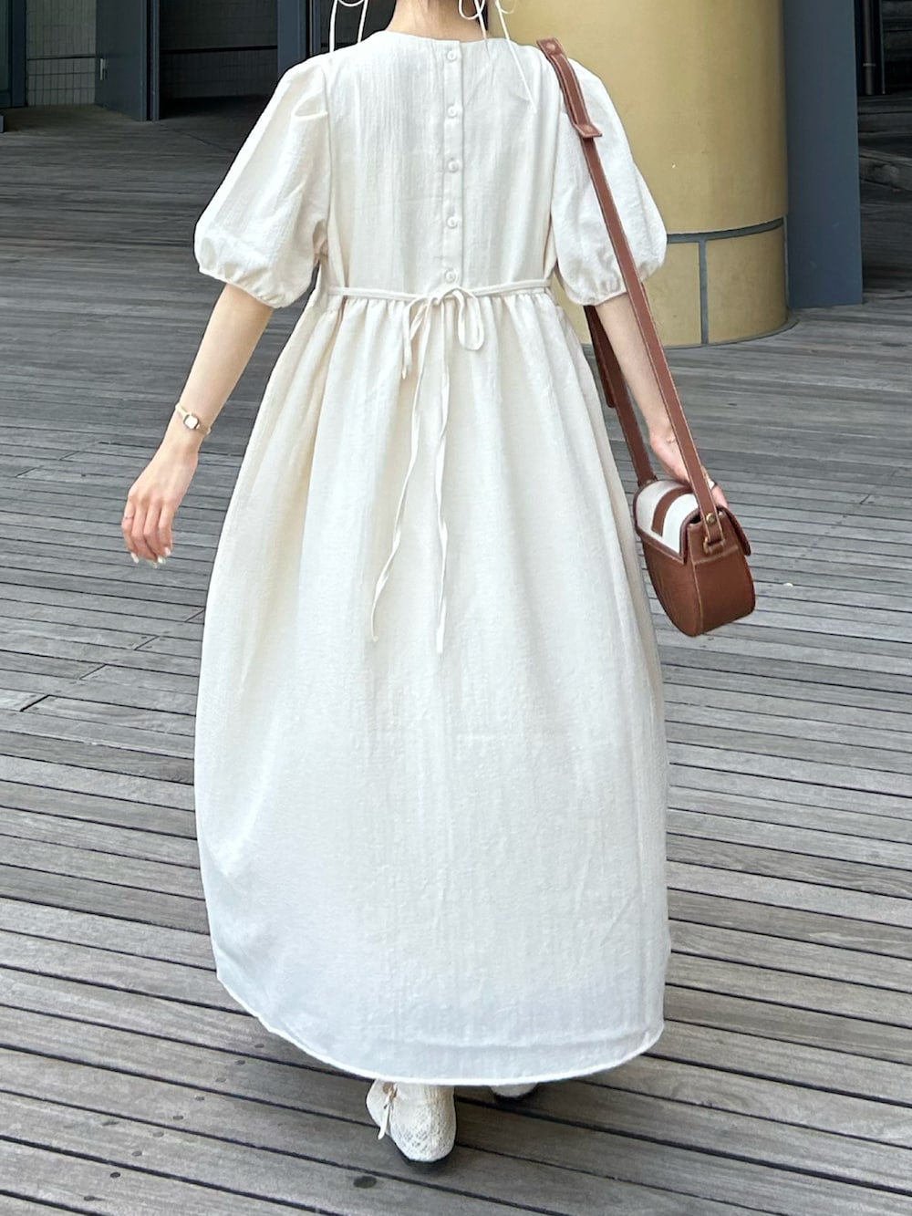 amiさんの「ハイウエスト切替えパフワンピース（moi tytto）」を使ったコーディネートの5枚目の写真