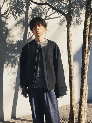 steinのノーカラージャケットを使った人気ファッションコーディネート