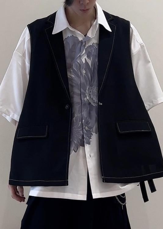「シャツ、ベスト、カーゴパンツ、キレイめ、レイヤード、夏コーデ、低身長」｜「JUNREDのital. from JUNRed / rosary anchor chain necklace（ネックレス、シルバー系）」を使った、hikaaa1231さん（メンズ・170cm）の夏コーディネートの4枚目の写真