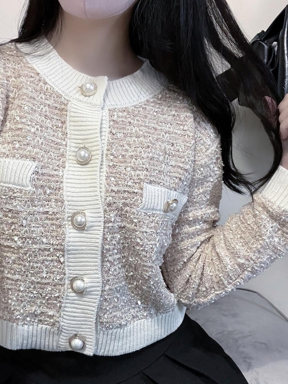 「グレイル、グレイルコーデ、GRL、GRLグレイル、shein、シーイン、韓国ファッション、韓国コーデ、韓国好きな人と繋がりたい、韓国ガーリー、秋コーデ、ロングブーツ、骨格ウェーブ、プチプラ、プチプラコーデ」｜「GRLのアイテム（カーディガン/ボレロ、ホワイト系）」を使った、𝙉𝙀𝙊 ♡さん（レディース・157cm）の秋コーディネートの3枚目の写真
