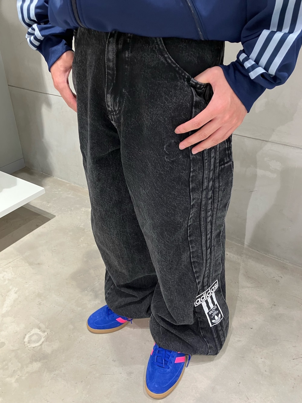 adidas アディブレイク デニムパンツジーンズスナップボタン 26