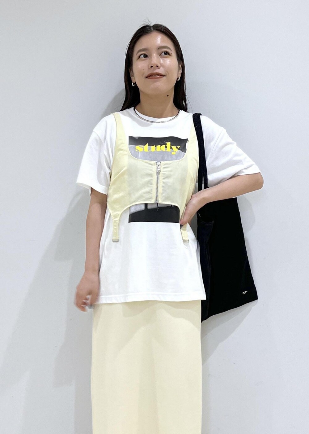 「ビスチェ、サンダル、トートバッグ、バッグ、ADAM ET ROPÉ、FEMME、SDGs、サステナブル、骨格ストレート、イエベ、カジュアル、大人カジュアル、レイヤード、セットアイテム、SETアイテム」｜「ADAM ET ROPE'のプラットフォームトングサンダル（サンダル、ブラック系）」を使った、adamtanakaさん（レディース・158cm）の夏コーディネートの6枚目の写真