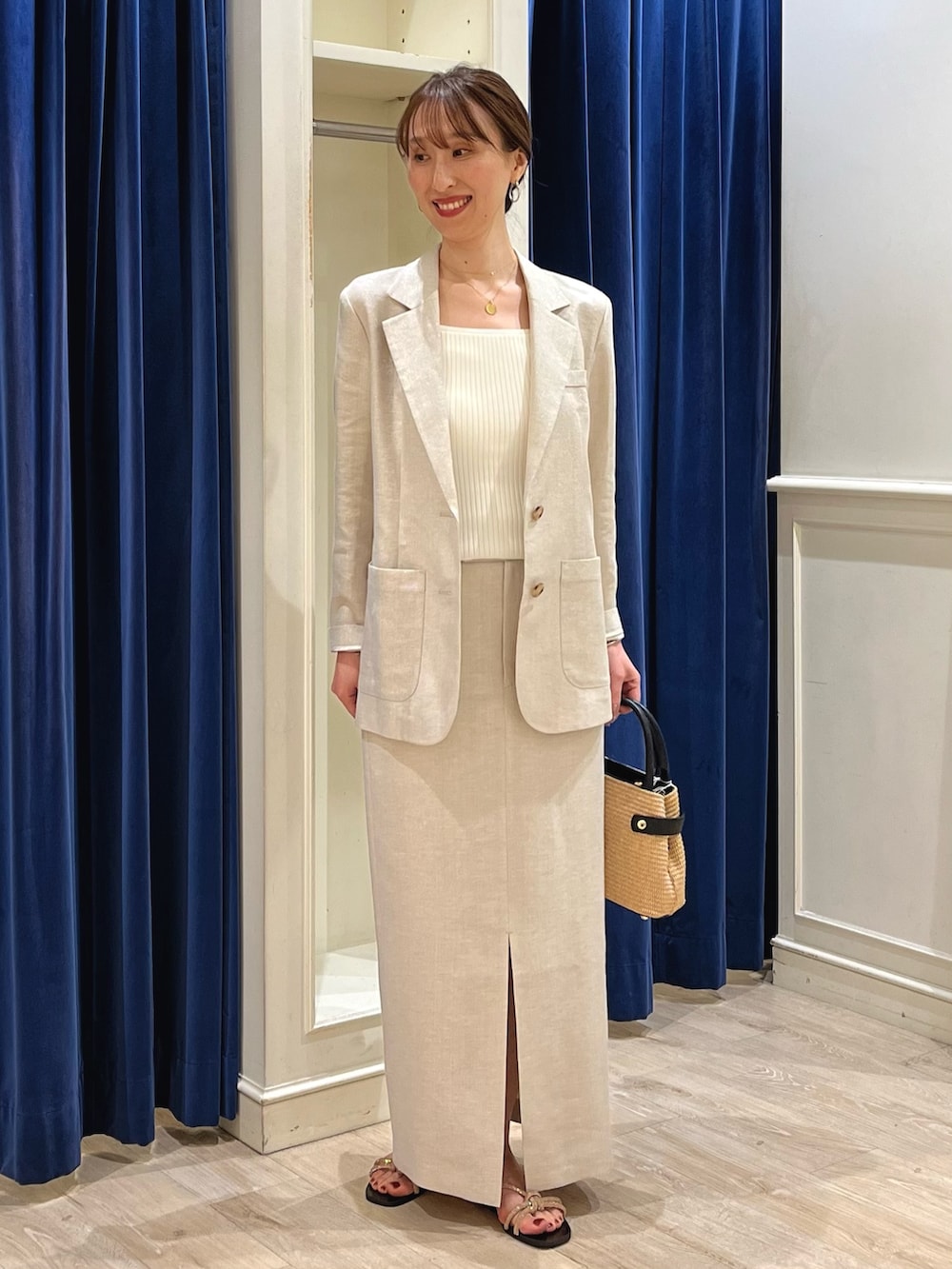 新品】ノーリーズラメリネンライトオーバージャケット38