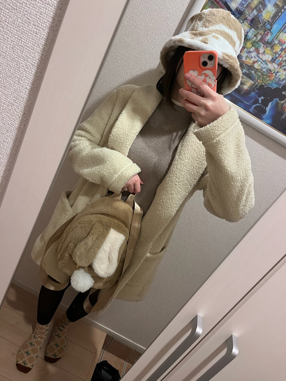 「UNIQLOのアイテム（ジャケット/アウター、ベージュ系）」を使った、bitansansuiさん（骨格ナチュラル・レディース・162cm）の冬コーディネートの2枚目の写真