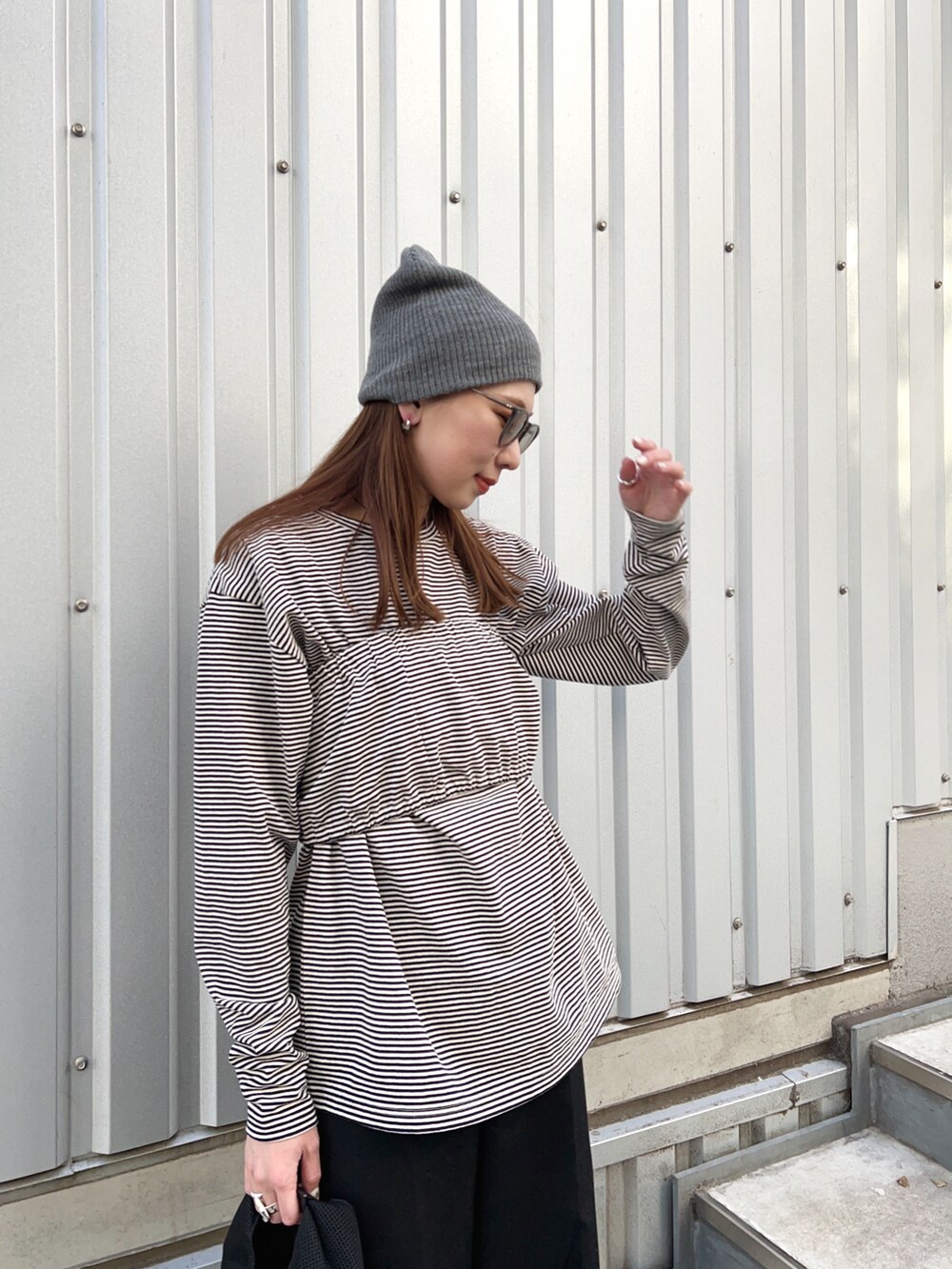 6 beauty&youth コットン ボーダー ビスチェ Tシャツ 黒 6(ROKU)＞コットン ボーダー ビスチェ Tシャツを使った人気