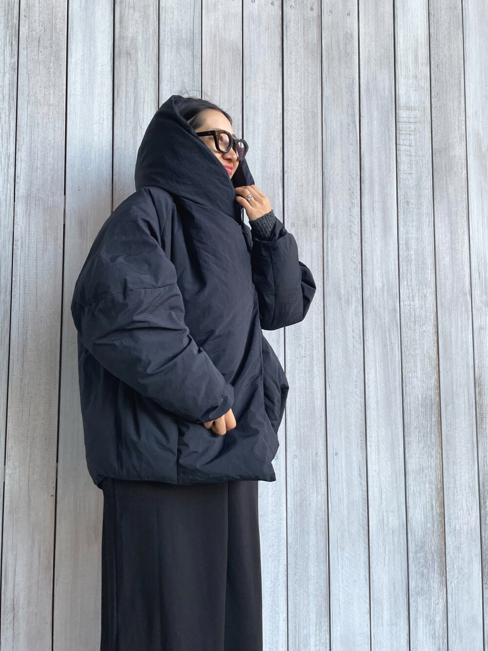 yukariさんの「short down coat(ショートダウンコート)（BLACK BY MOUSSY）」を使ったコーディネートの4枚目の写真