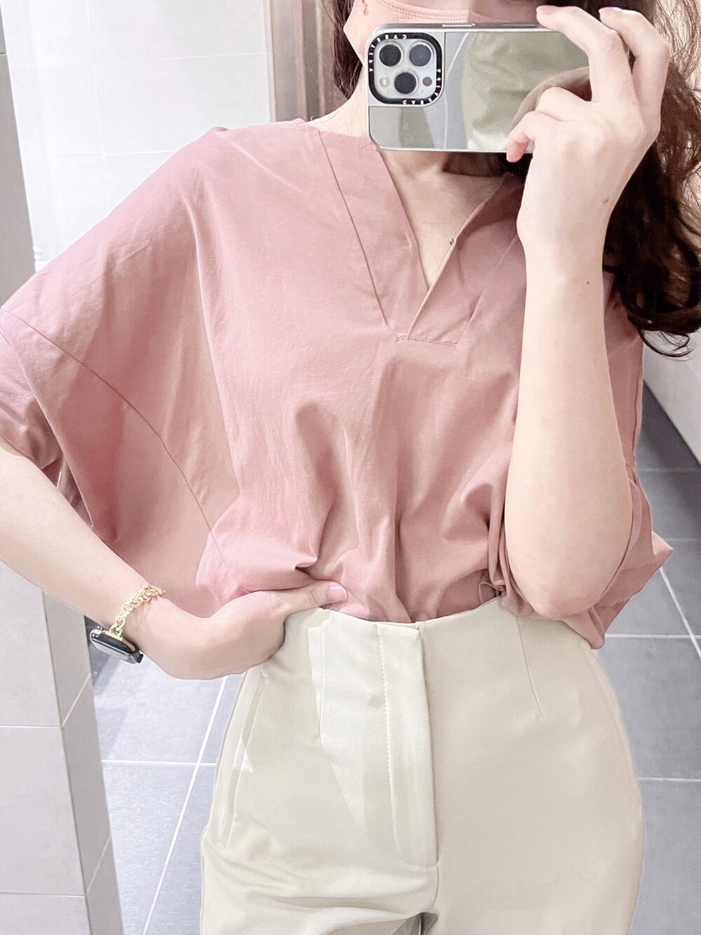 「JF READY MADE、ZARA、RANDA」｜「JF Ready Madeのアイテム（トップス、ピンク系）」を使った、lilac さん（レディース・169cm）の春コーディネートの2枚目の写真