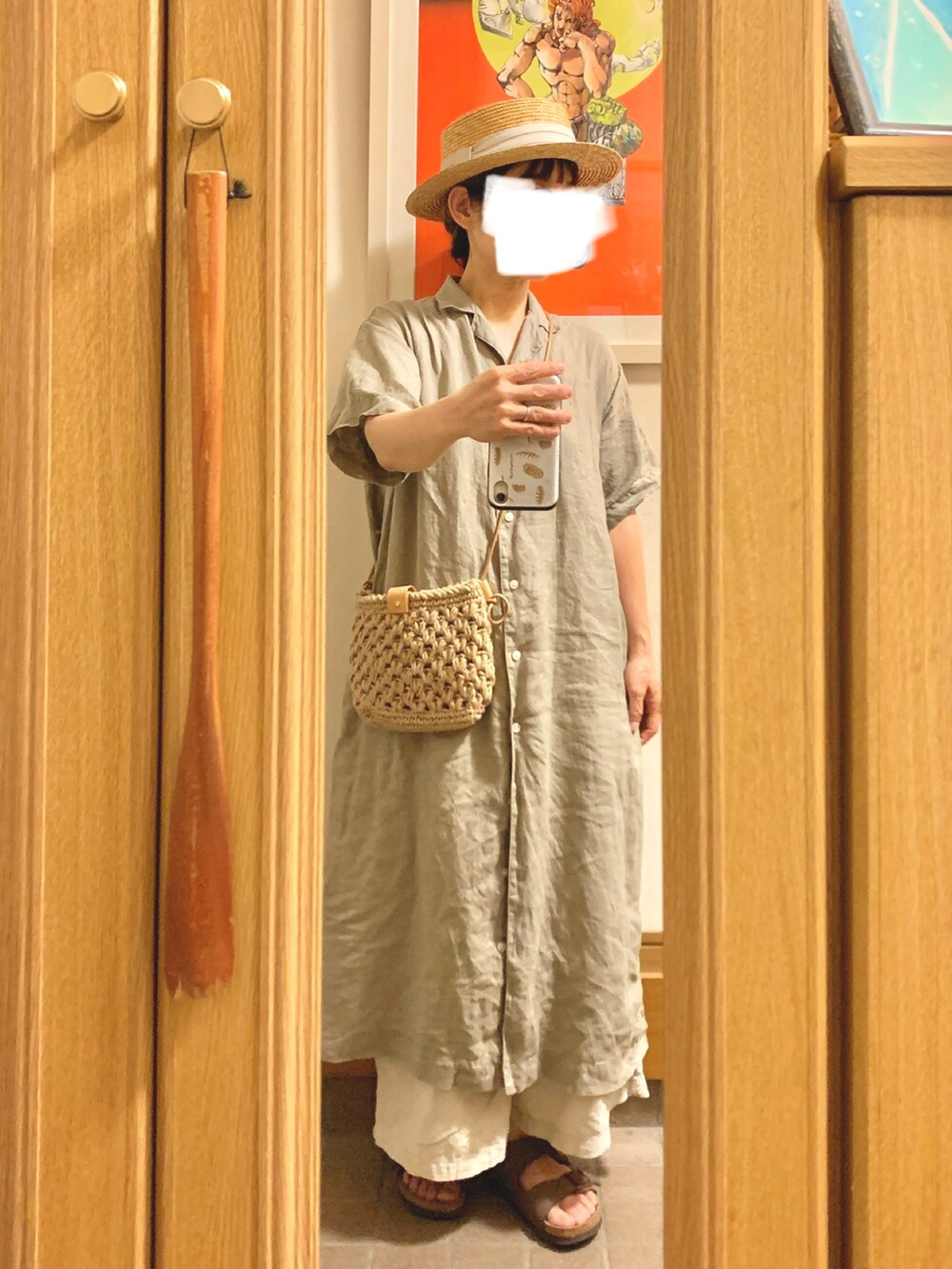 「昨日のコーデ、昨日の服、開襟シャツワンピース、シンプルコーデ」｜「14+のアイテム（ハット、グレー系）」を使った、まっきさん（レディース・150cm）の夏コーディネートの2枚目の写真