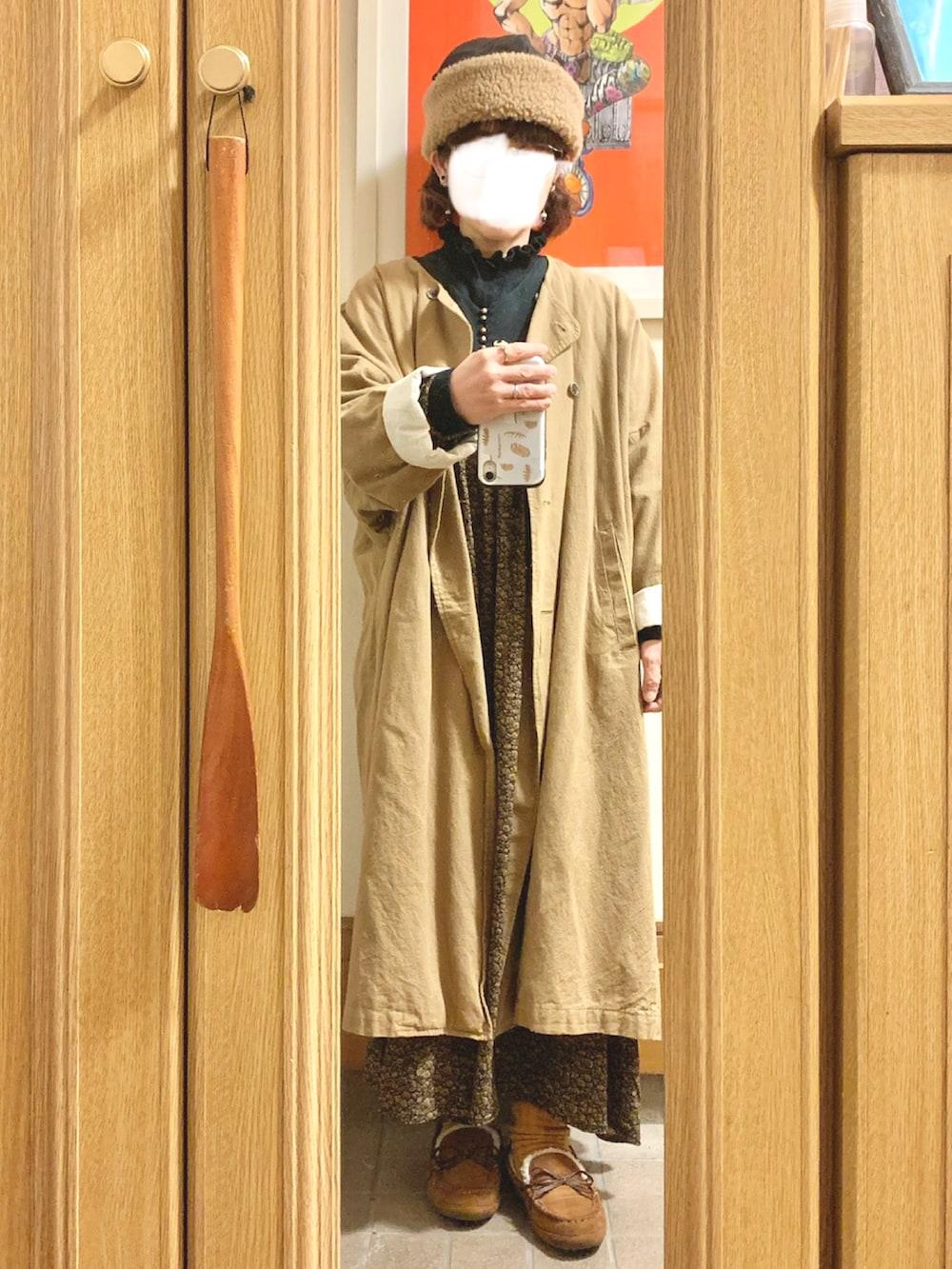 「昨日のコーデ」｜「CLOUDNINEのアイテム（ノーカラージャケット、ブラウン系）」を使った、まっきさん（レディース・149cm）の冬コーディネートの5枚目の写真