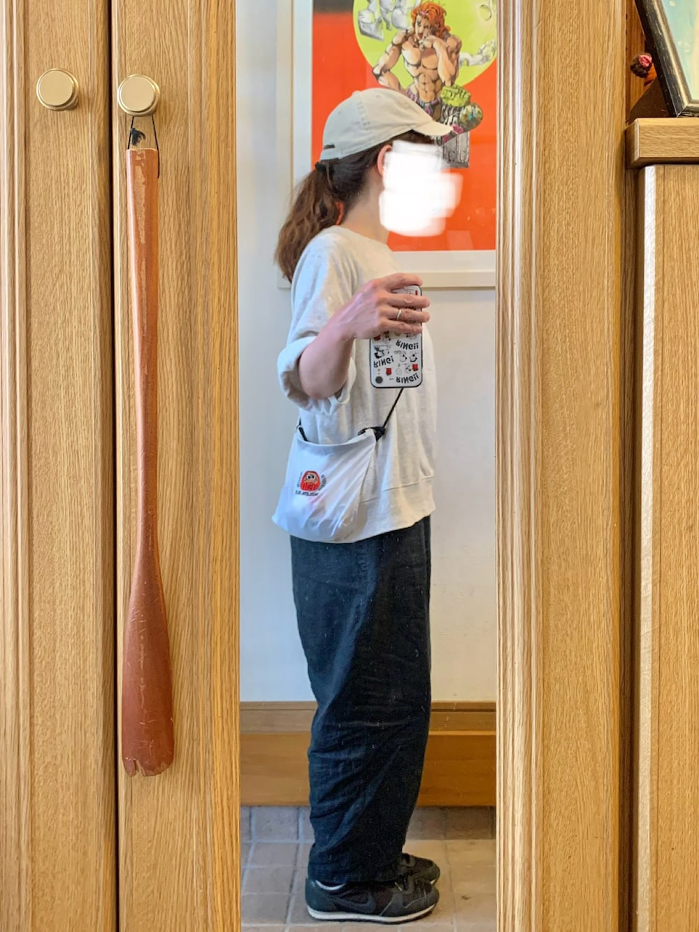 「今日のコーデ、今日の服、キャップ、古着コーデ、シンプルコーデ」｜「マルシェ購入品のアイテム（キャップ、グレー系）」を使った、まっきさん（レディース・150cm）の春コーディネートの3枚目の写真