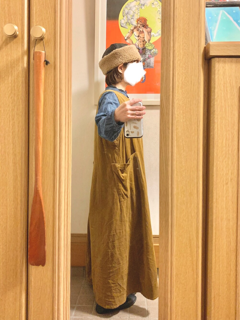 「昨日のコーデ、昨日の服、古着、古着コーデ、ベスト」｜「作家メイドのアイテム（帽子、ブラウン系）」を使った、まっきさん（レディース・149cm）の秋コーディネートの2枚目の写真