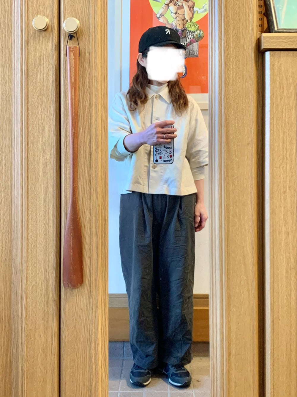 「一昨日のコーデ、一昨日の服、買ったもの、キャップ」｜「無印良品の婦人　ヘンプ混　ツイル　半袖シャツ（シャツ/ブラウス、ホワイト系）」を使った、まっきさん（レディース・150cm）の春コーディネートの3枚目の写真