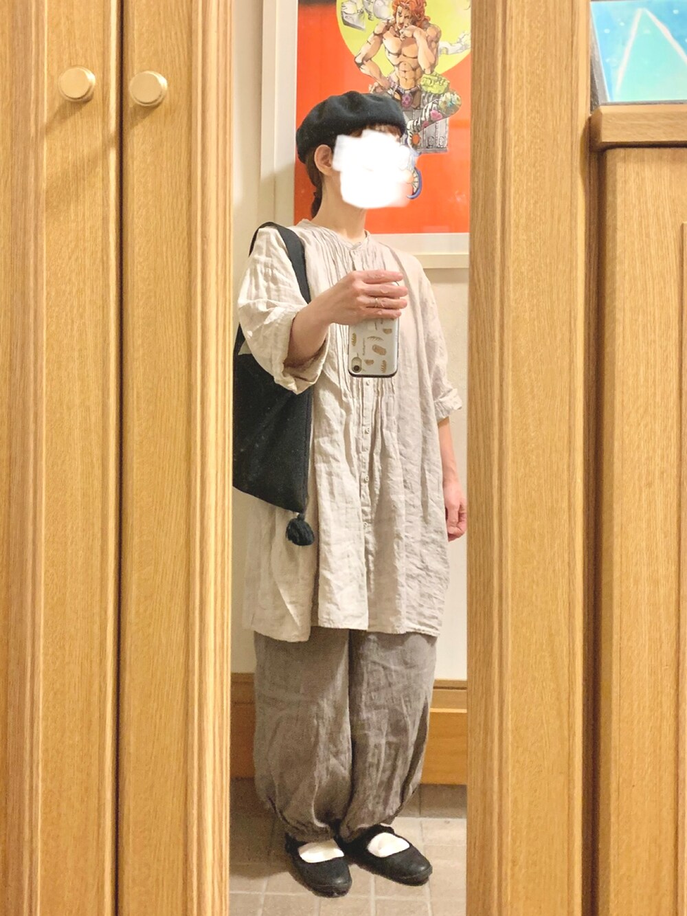 「昨日のコーデ、昨日の服、古着」｜「Samansa Mos2のアイテム（チュニック、ベージュ系）」を使った、まっきさん（レディース・149cm）の秋コーディネートの2枚目の写真
