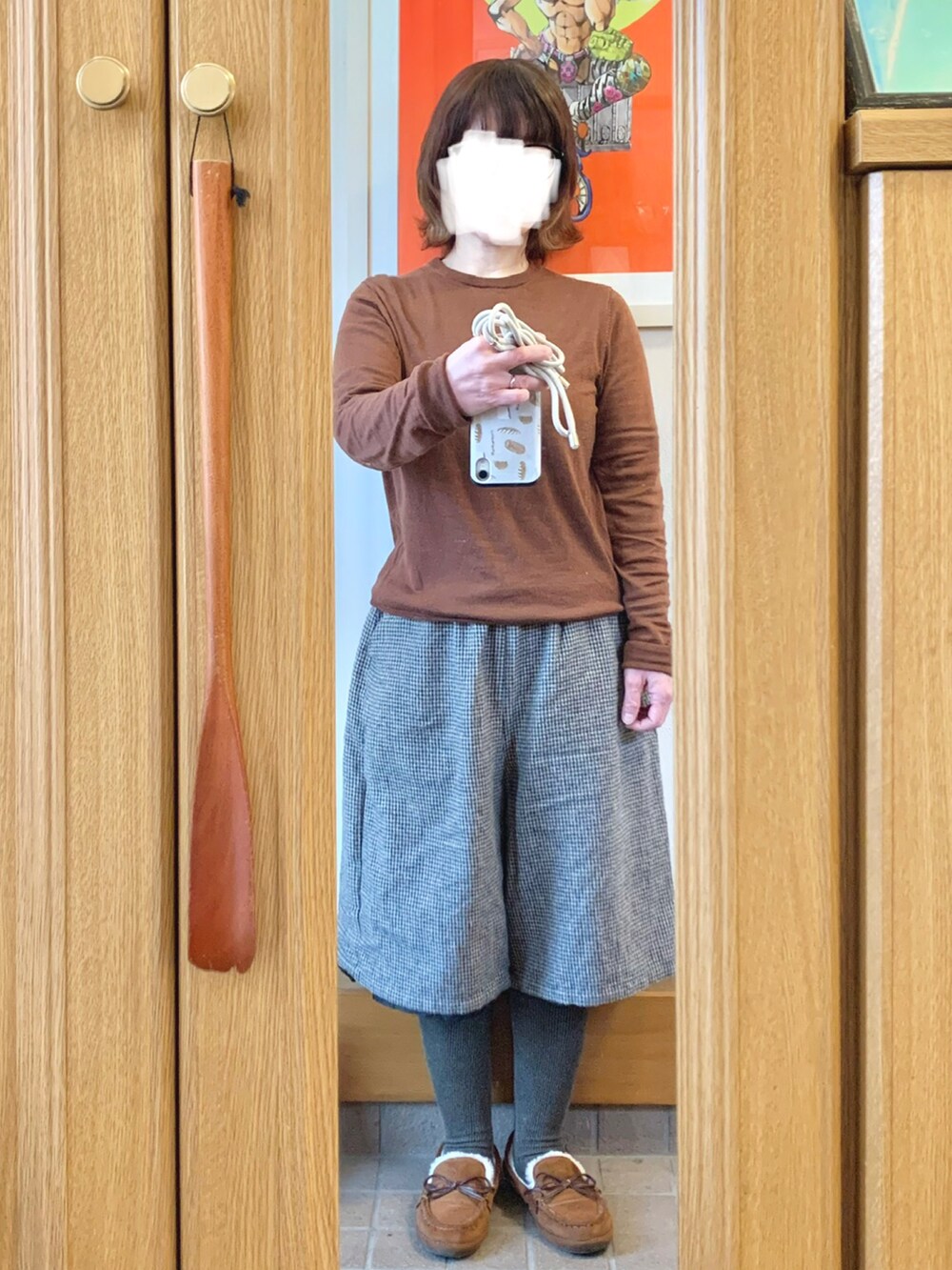 「今日のコーデ、今日の服、茶系コーデ」｜「無印良品のアイテム（ニット/セーター、ブラウン系）」を使った、まっきさん（レディース・149cm）の冬コーディネートの3枚目の写真