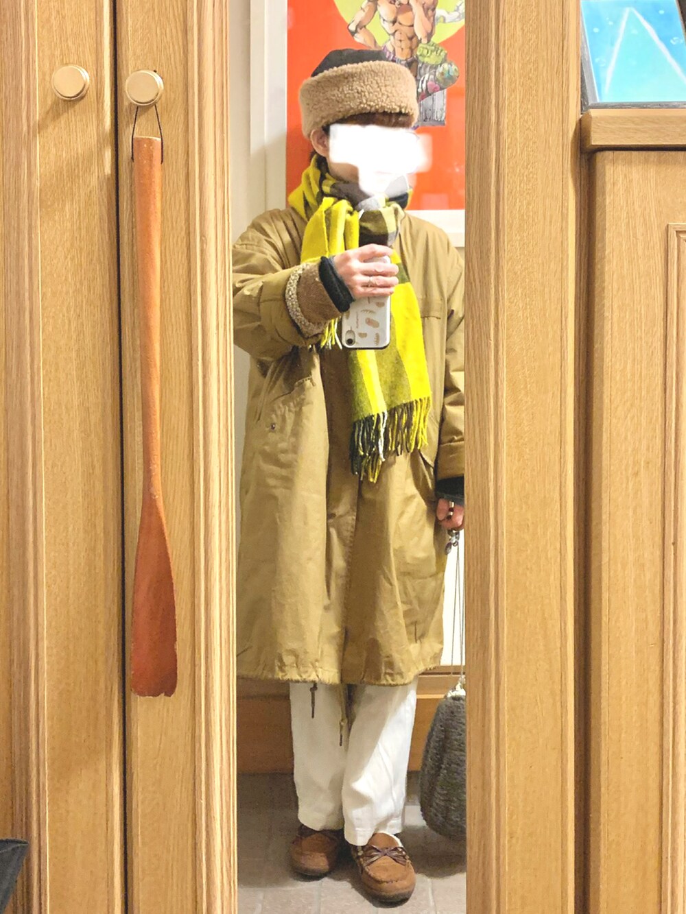 「昨日のコーデ、昨日の服、タートルネック、モッズコート、古着、モカシン」｜「CLOUDNINEのアイテム（ノーカラージャケット、ブラウン系）」を使った、まっきさん（レディース・149cm）の冬コーディネートの3枚目の写真