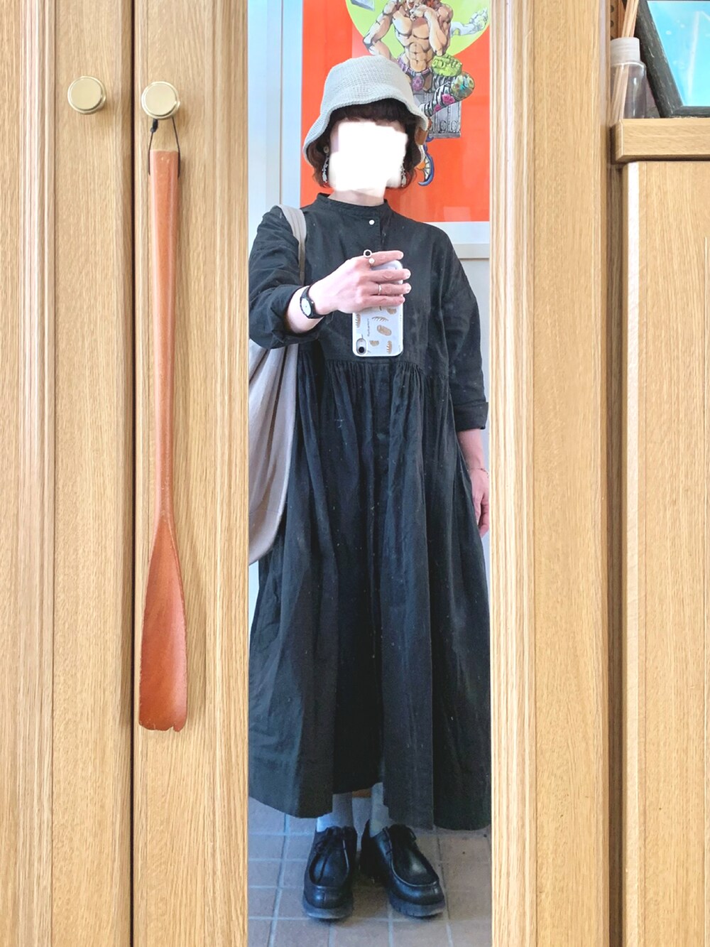 「今日のコーデ、今日の服、ベスト、作家メイド」｜「作家メイドのアイテム（ハット、ホワイト系）」を使った、まっきさん（レディース・149cm）の秋コーディネートの3枚目の写真