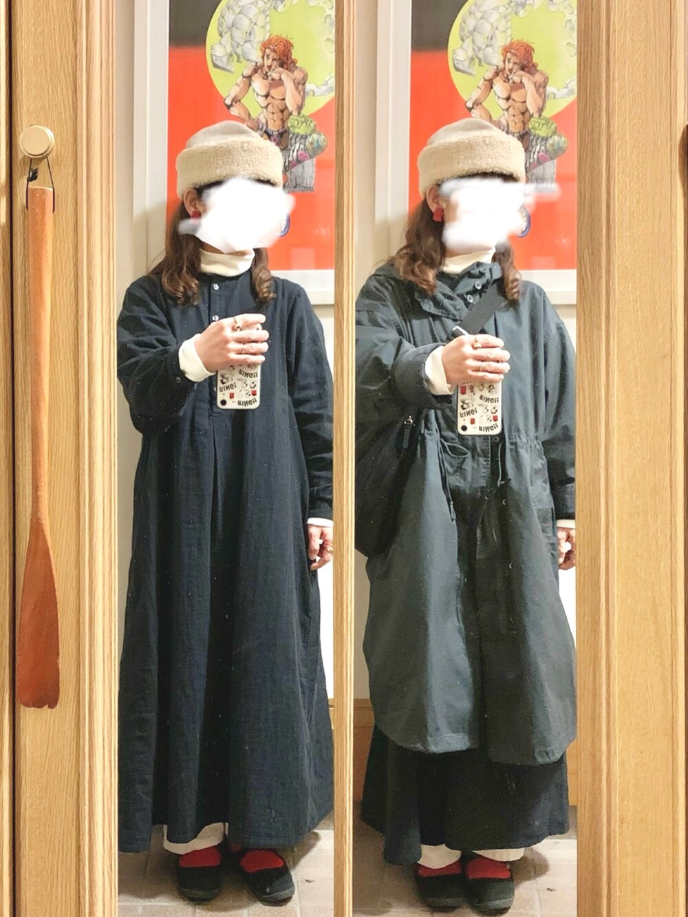 「昨日の服、昨日のコーデ、お出かけコーデ、出勤コーデ」｜「BEAMS BOYのBEAMS BOY / ボア フリース ハーフジップ プルオーバー（ブルゾン、グレー系）」を使った、まっきさん（レディース・150cm）の冬コーディネートの3枚目の写真