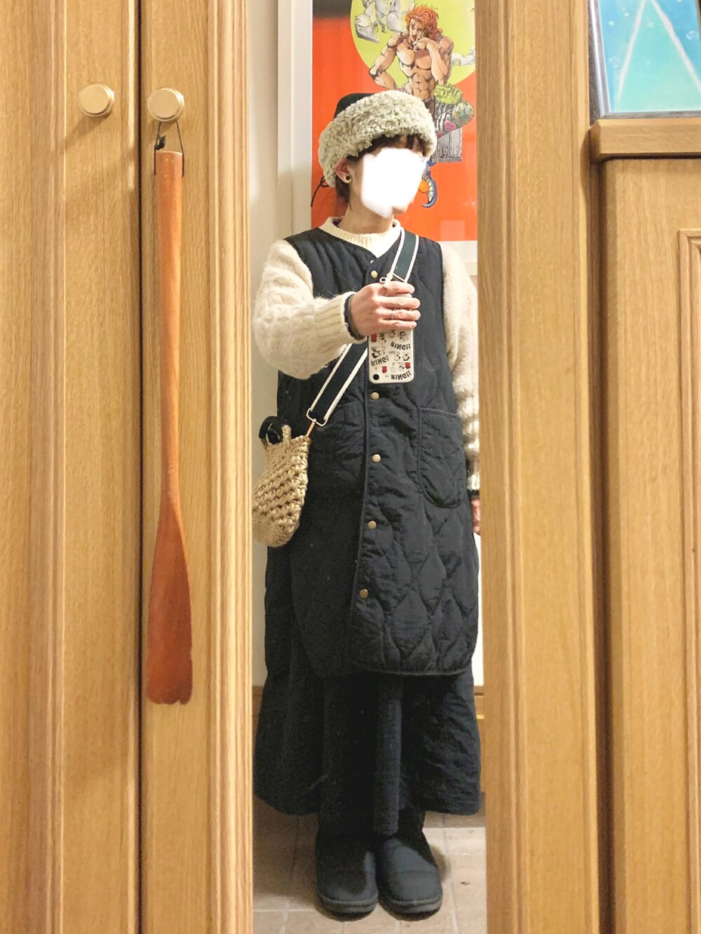 「昨日のコーデ、昨日の服、ニット、ワンピース」｜「無印良品のアイテム（ワンピース、ブラック系）」を使った、まっきさん（レディース・150cm）の冬コーディネートの3枚目の写真