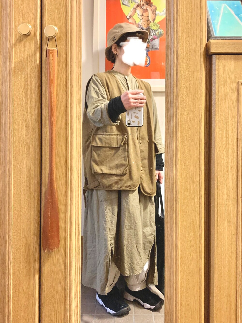「今日のコーデ、今日の服、古着、サンバレー」｜「NIKEのアイテム（スニーカー、ブラック系）」を使った、まっきさん（レディース・149cm）の春コーディネートの2枚目の写真