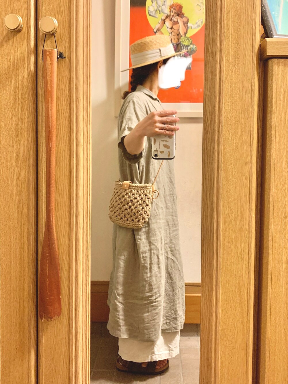 「昨日のコーデ、昨日の服、開襟シャツワンピース、シンプルコーデ」｜「14+のアイテム（ハット、グレー系）」を使った、まっきさん（レディース・150cm）の夏コーディネートの3枚目の写真