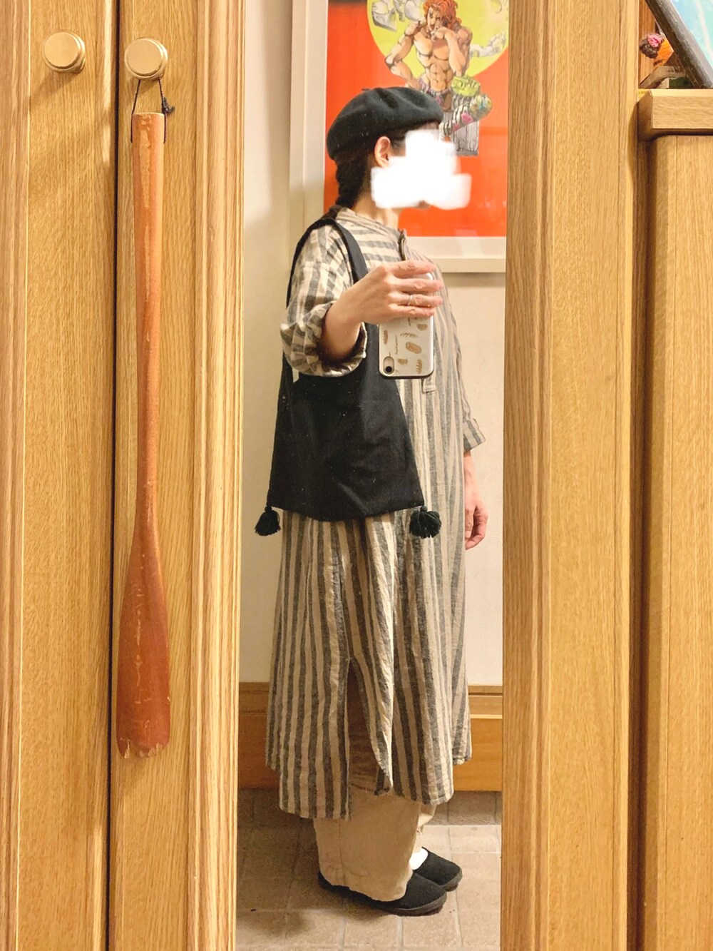 「昨日のコーデ、昨日の服、古着、シンプルコーデ」｜「studio CLIPのアイテム（シャツワンピース、ブラウン系）」を使った、まっきさん（レディース・150cm）の秋コーディネートの3枚目の写真