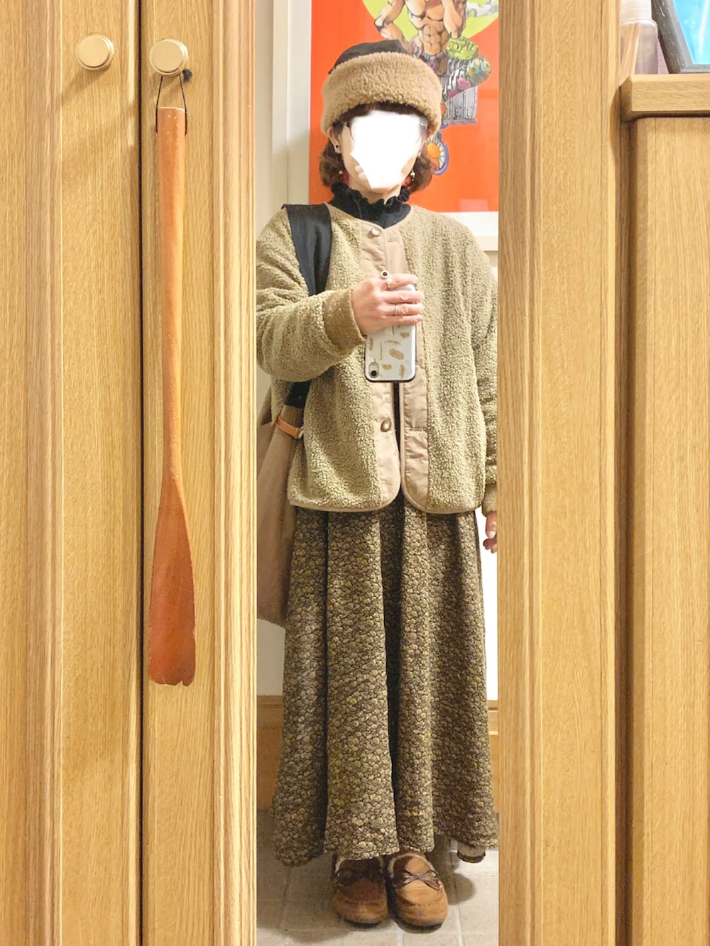 「昨日のコーデ」｜「CLOUDNINEのアイテム（ノーカラージャケット、ブラウン系）」を使った、まっきさん（レディース・149cm）の冬コーディネートの4枚目の写真