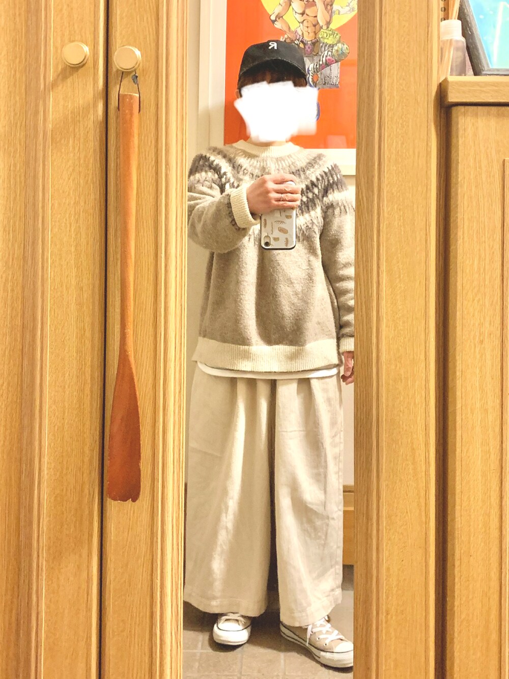 「昨日のコーデ、ワントーンコーデ」｜「14+のアイテム（帽子、ベージュ系）」を使った、まっきさん（レディース・149cm）の秋コーディネートの4枚目の写真
