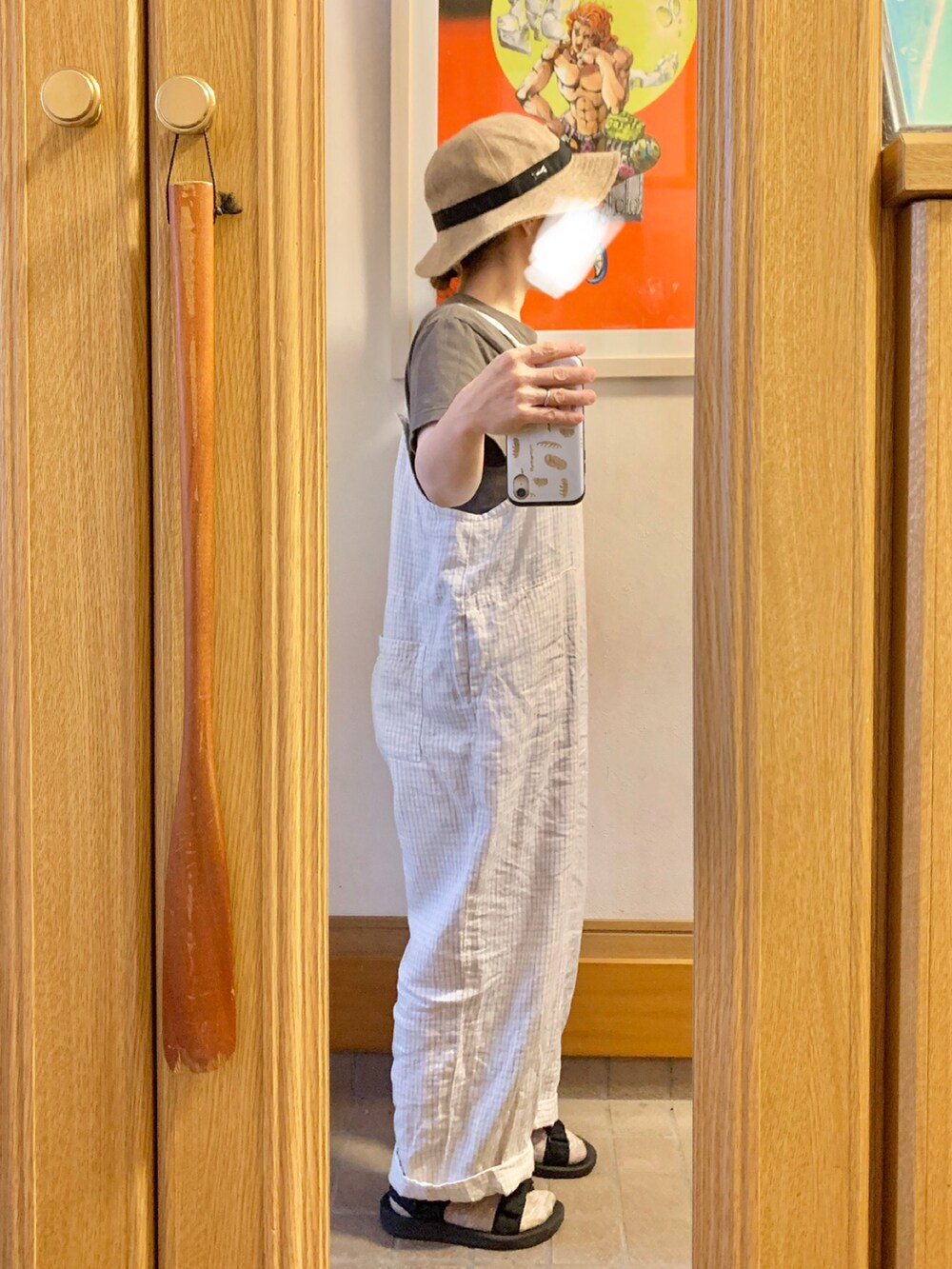 「今日のコーデ、今日の服、古着コーデ、スポサン」｜「ORCIVALの【ORCIVAL/オーシバル】Raffia Like PE HAT #RC-7146RLP（ハット、ベージュ系）」を使った、まっきさん（レディース・150cm）の夏コーディネートの3枚目の写真