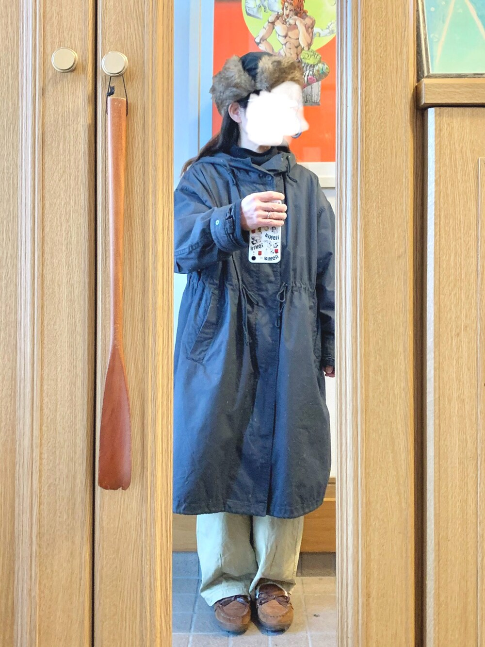 「昨日のコーデ、昨日の服、ベスト、ヒートテックフリースタートルネックＴシャツ、古着、モカシン」｜「作家メイドのアイテム（ベスト、ベージュ系）」を使った、まっきさん（レディース・150cm）の冬コーディネートの3枚目の写真