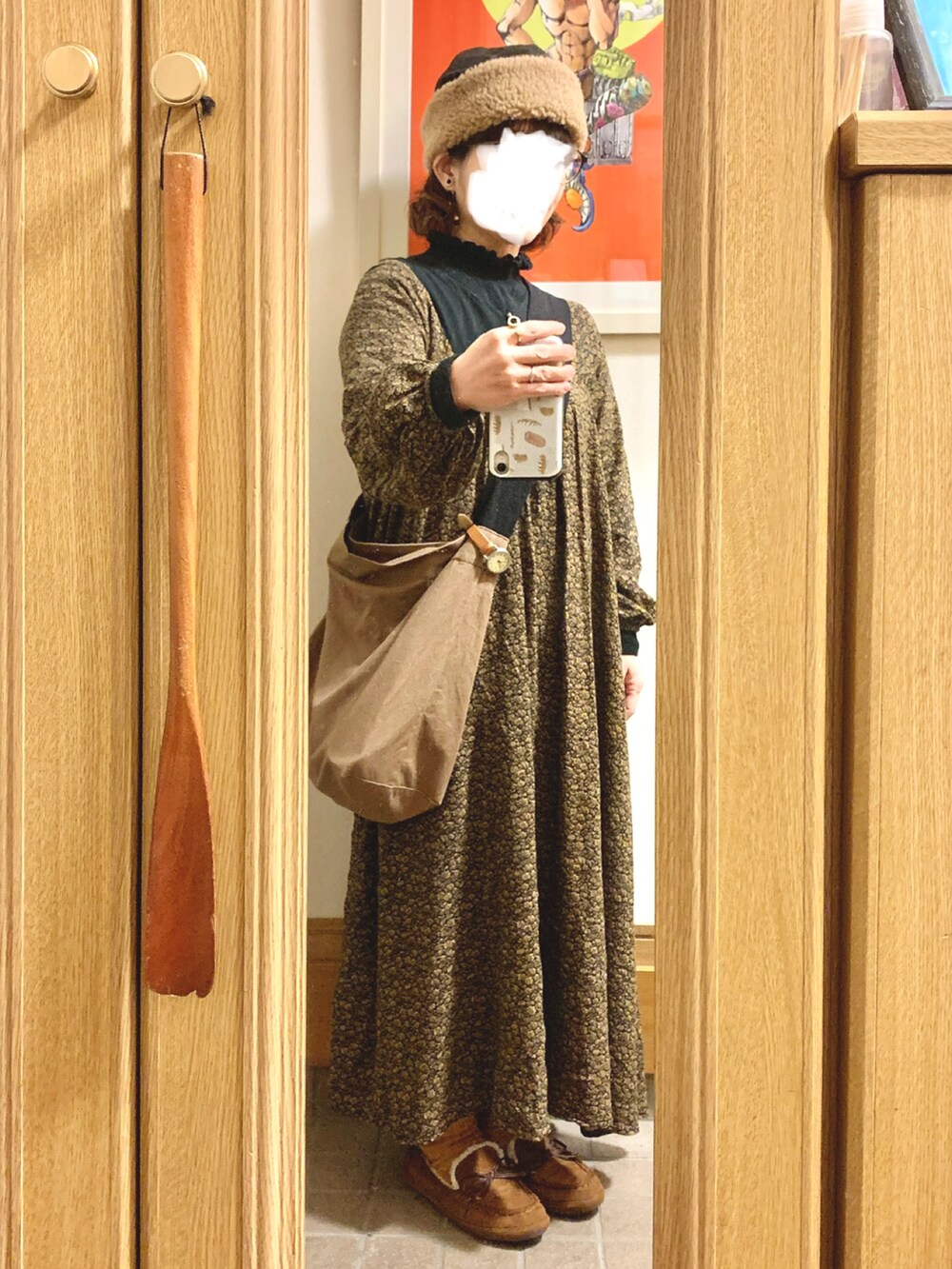 「昨日のコーデ」｜「CLOUDNINEのアイテム（ノーカラージャケット、ブラウン系）」を使った、まっきさん（レディース・149cm）の冬コーディネートの3枚目の写真