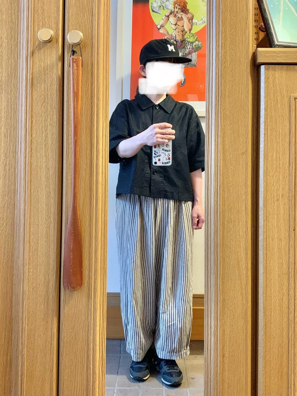 「昨日のコーデ、昨日の服、古着、キャップ」｜「古着屋購入品のアイテム（キャップ、ブラック系）」を使った、まっきさん（レディース・150cm）の春コーディネートの2枚目の写真