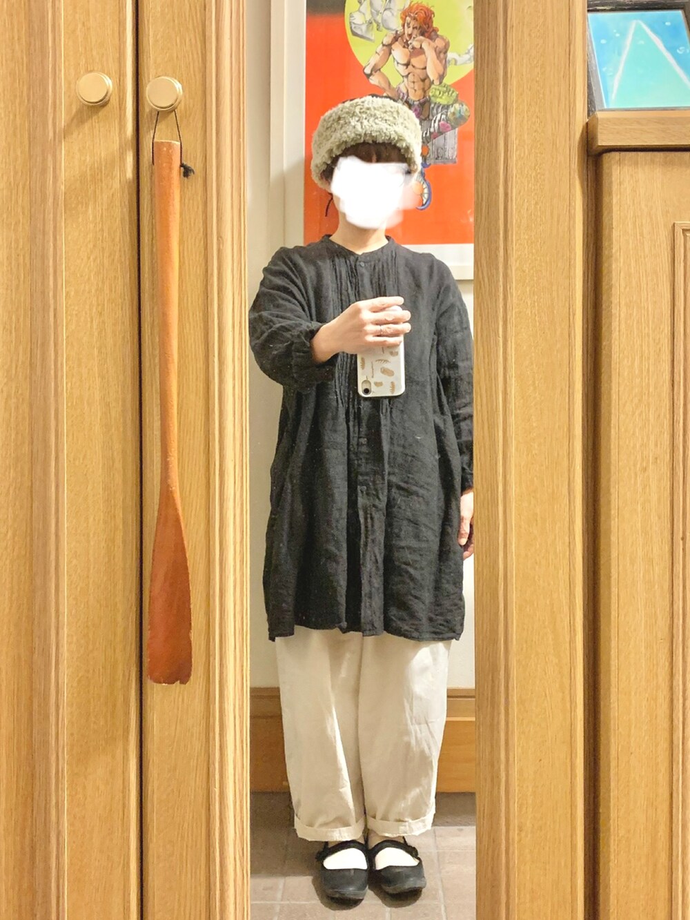 「今日のコーデ、今日の服、ベスト、古着、モノトーン」｜「Samansa Mos2のアイテム（チュニック、グレー系）」を使った、まっきさん（レディース・149cm）の秋コーディネートの3枚目の写真