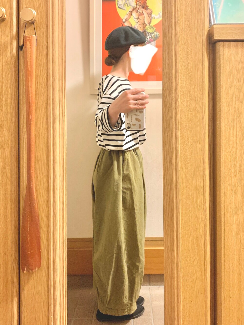 「昨日のコーデ、昨日の服、ボーダー、プチプラ、作家メイド、エアリフト」｜「iro no hiのアイテム（Tシャツ/カットソー、その他）」を使った、まっきさん（レディース・149cm）の春コーディネートの4枚目の写真