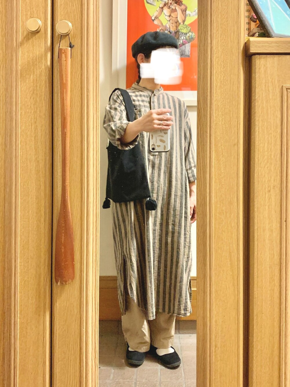 「昨日のコーデ、昨日の服、古着、シンプルコーデ」｜「studio CLIPのアイテム（シャツワンピース、ブラウン系）」を使った、まっきさん（レディース・150cm）の秋コーディネートの2枚目の写真