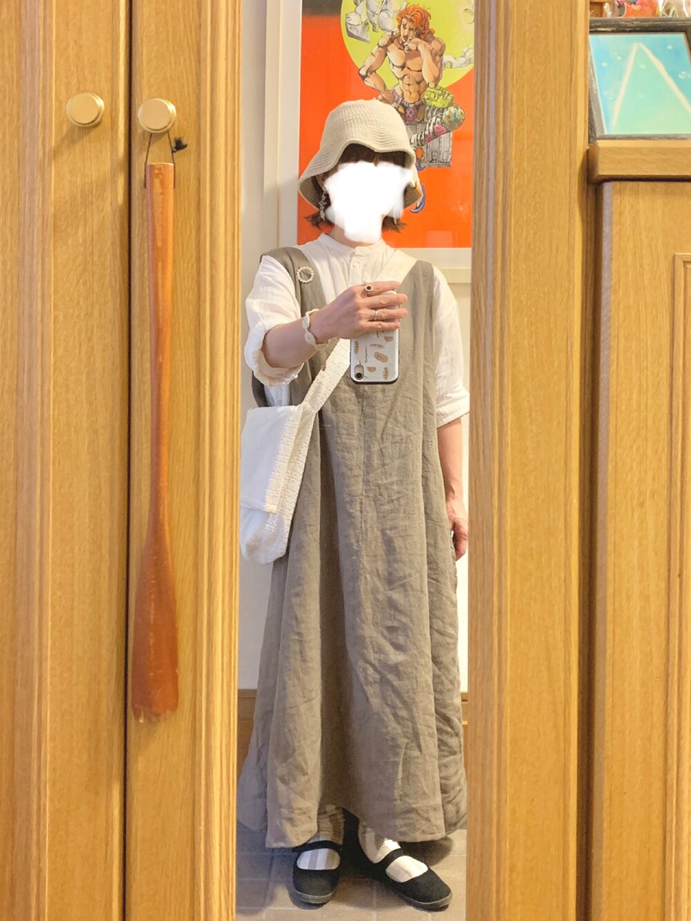 「昨日のコーデ、昨日の服、作家メイド服、おでかけコーデ、休日コーデ」｜「作家メイドのアイテム（ジャンパースカート、ベージュ系）」を使った、まっきさん（レディース・149cm）の秋コーディネートの2枚目の写真