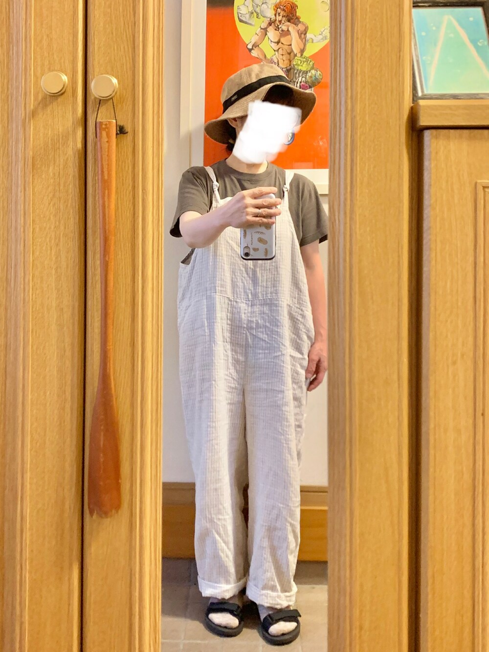 「今日のコーデ、今日の服、古着コーデ、スポサン」｜「ORCIVALの【ORCIVAL/オーシバル】Raffia Like PE HAT #RC-7146RLP（ハット、ベージュ系）」を使った、まっきさん（レディース・150cm）の夏コーディネートの2枚目の写真