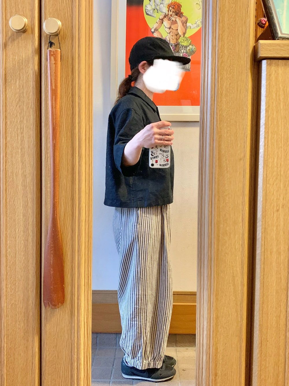 「昨日のコーデ、昨日の服、古着、キャップ」｜「古着屋購入品のアイテム（キャップ、ブラック系）」を使った、まっきさん（レディース・150cm）の春コーディネートの3枚目の写真