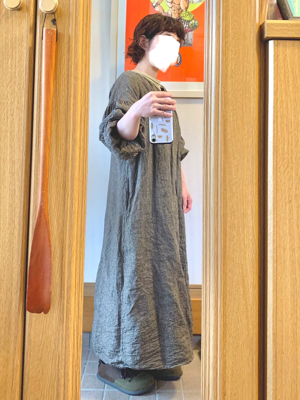 「昨日のコーデ、秋色コーデ、古着、モンタナ」｜「Samansa Mos2のアイテム（ワンピース、ブラウン系）」を使った、まっきさん（レディース・149cm）の秋コーディネートの3枚目の写真
