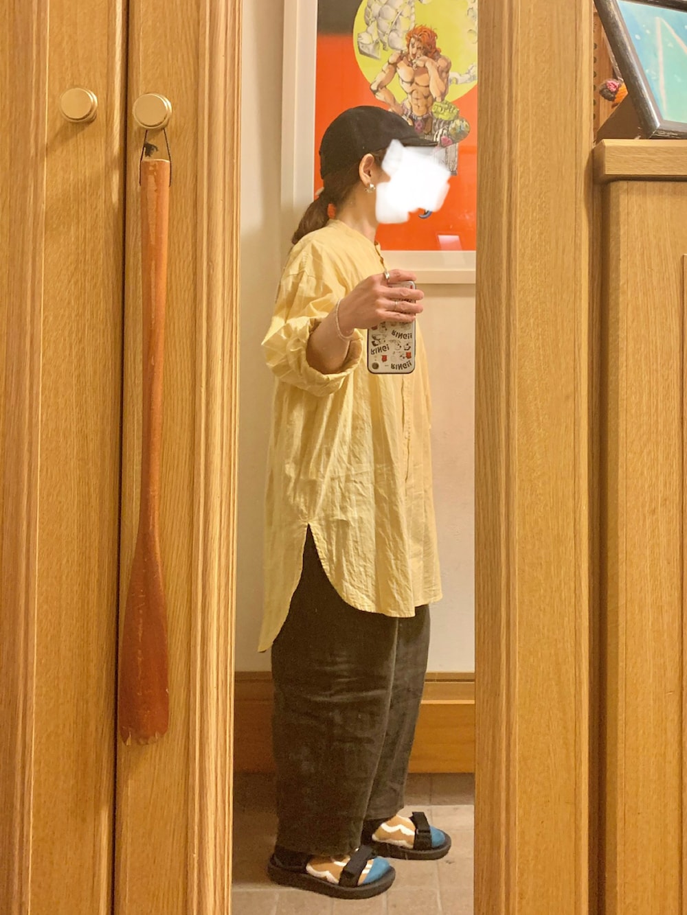 「昨日のコーデ、昨日の服、キャップ、古着コーデ、古着、スポサン、スポサン×靴下」｜「マルシェ購入品のアイテム（キャップ、ブラック系）」を使った、まっきさん（レディース・150cm）の春コーディネートの3枚目の写真