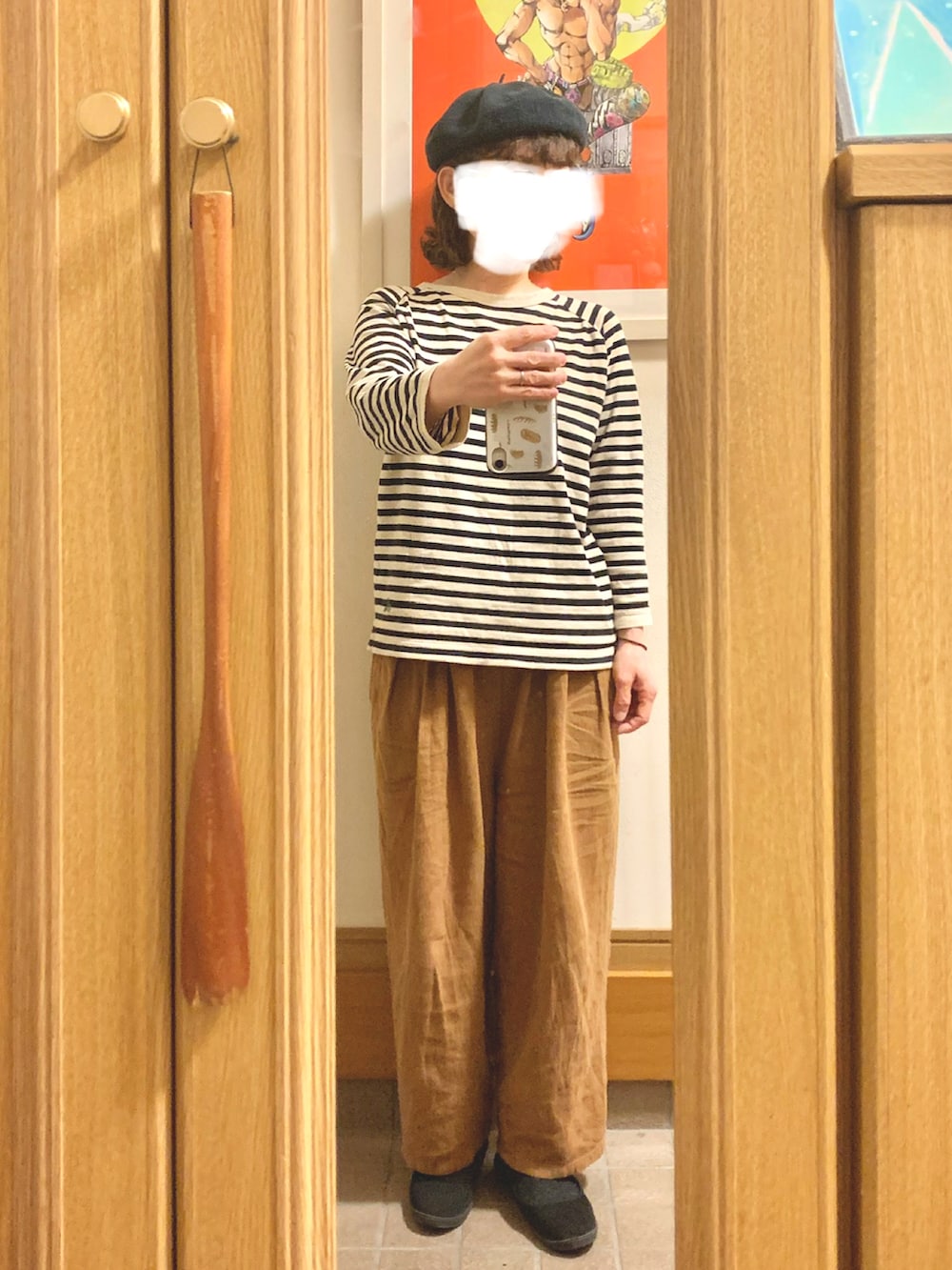 「昨日のコーデ、昨日の服、シンプルコーデ、ボーダー」｜「Blissbunchのアイテム（Tシャツ/カットソー、ベージュ系）」を使った、まっきさん（レディース・149cm）の春コーディネートの3枚目の写真